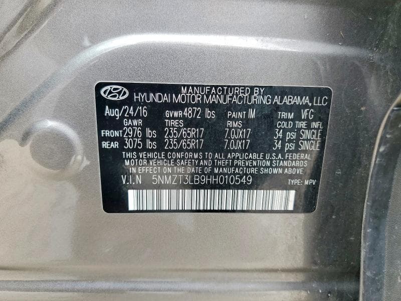 2017 HYUNDAI SANTA FE SPORT 2.4L 13