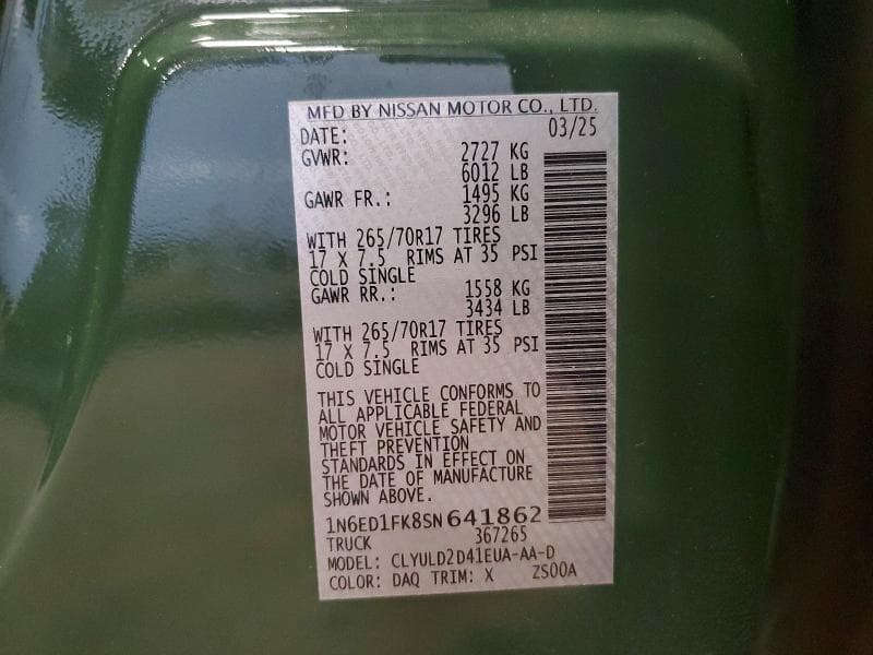 2025 NISSAN FRONTIER PRO-4X 12