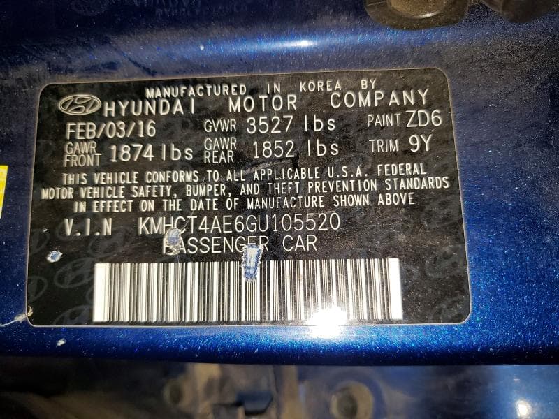 2016 HYUNDAI ACCENT SE SE 12
