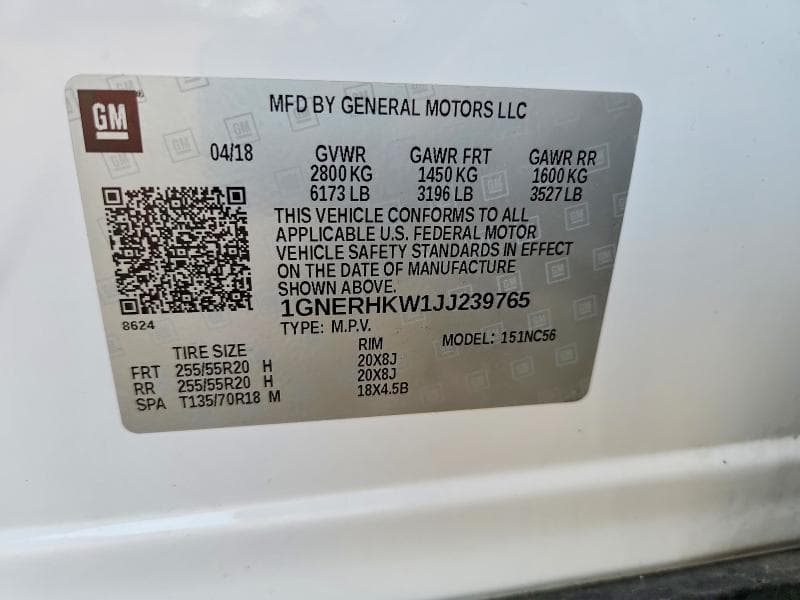 2018 CHEVROLET TRAVERSE LT LT 13