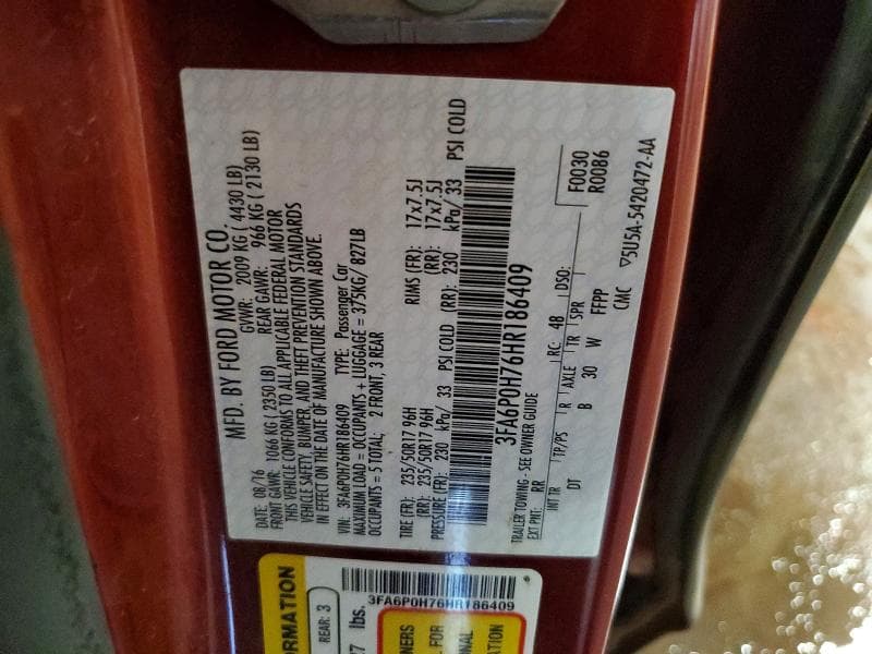2017 FORD FUSION SE 12