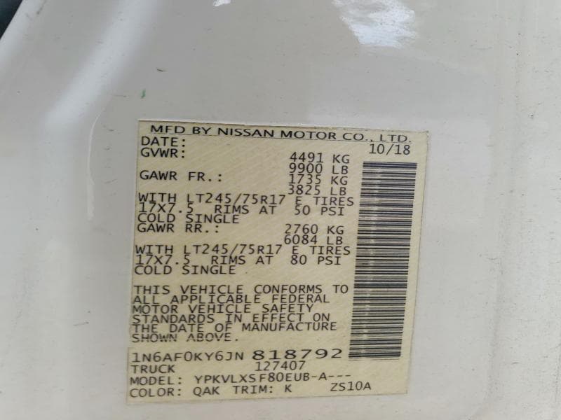 2018 NISSAN NV 3500 HD SV 12