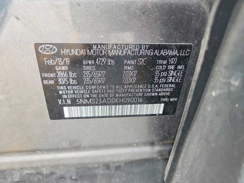 2019 HYUNDAI SANTA FE SE 13