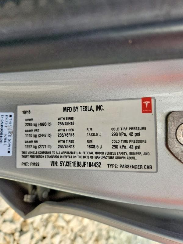2018 TESLA MODEL 3 12
