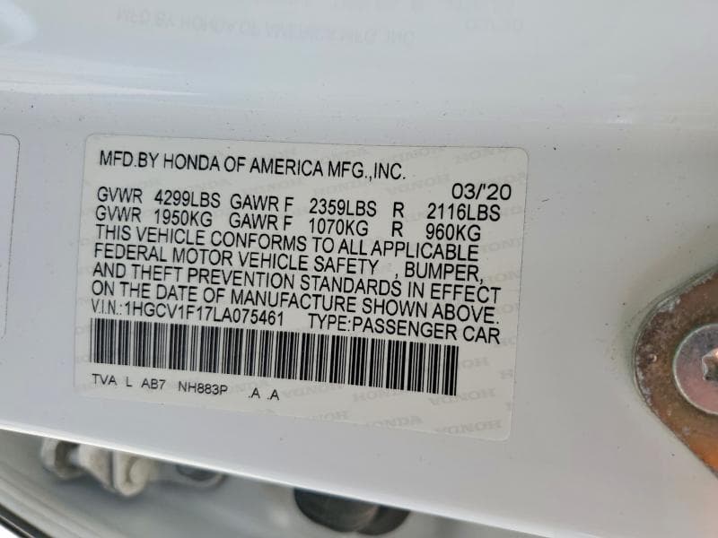 2020 HONDA ACCORD LX 12