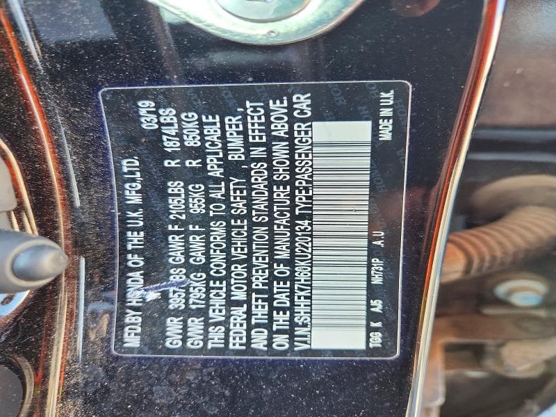 2019 HONDA CIVIC EX EX 12