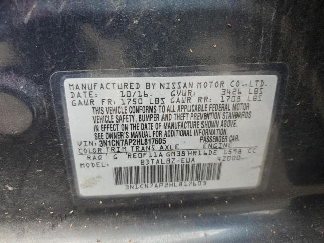 2017 NISSAN VERSA S S 12