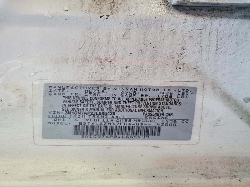 2018 NISSAN VERSA S PLUS S PLUS 13