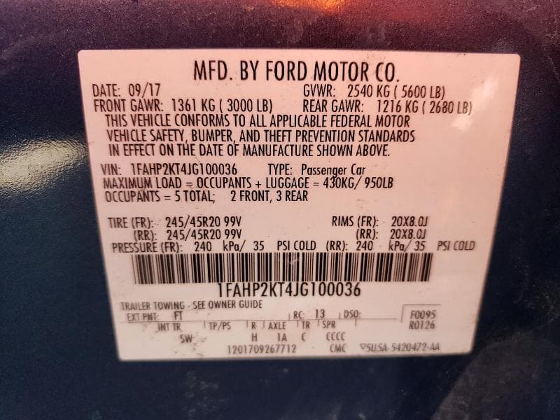 2018 FORD TAURUS SHO 13