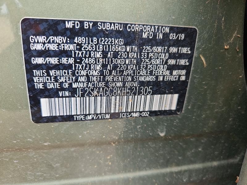2019 SUBARU FORESTER PREMIUM 14