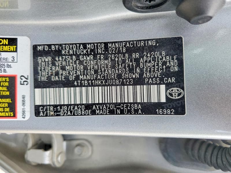 2018 TOYOTA CAMRY SE SE 12
