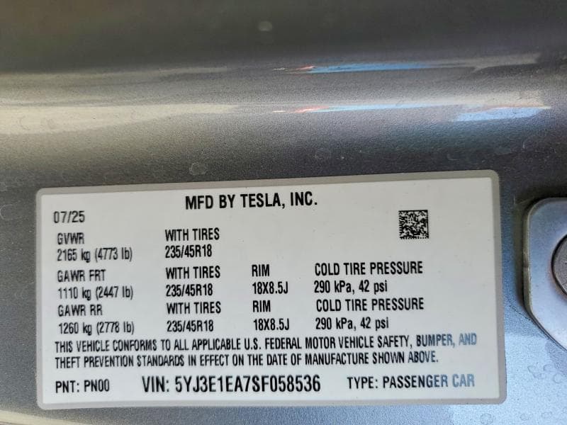 2025 TESLA MODEL 3 12
