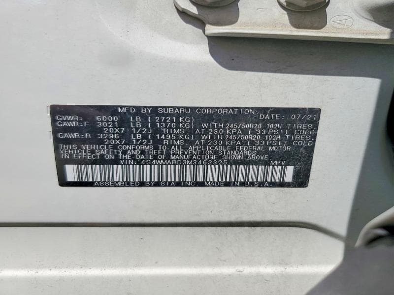2021 SUBARU ASCENT TOURING 13