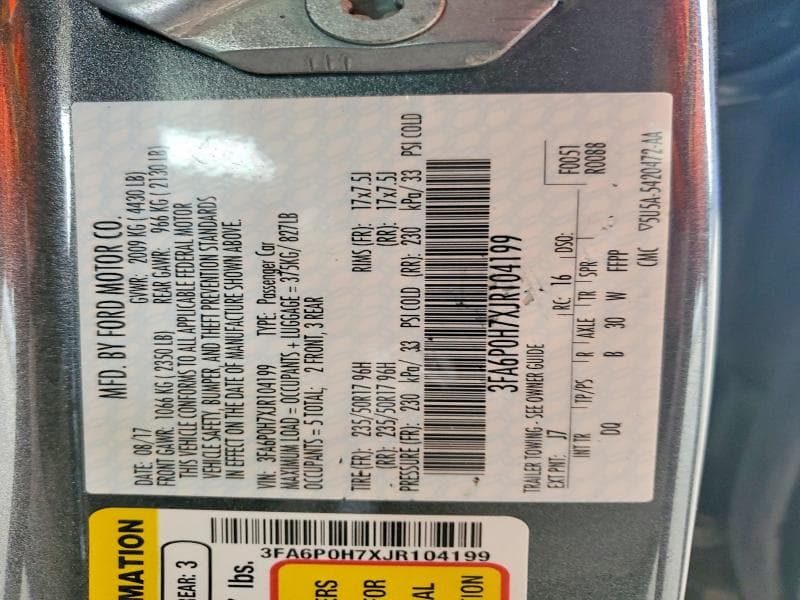 2018 FORD FUSION SE 12