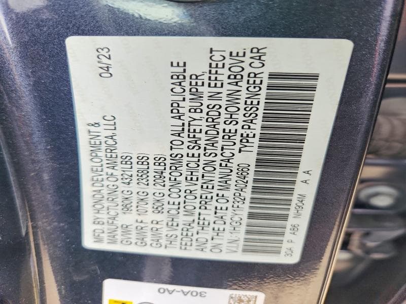 2023 HONDA ACCORD EX EX 12