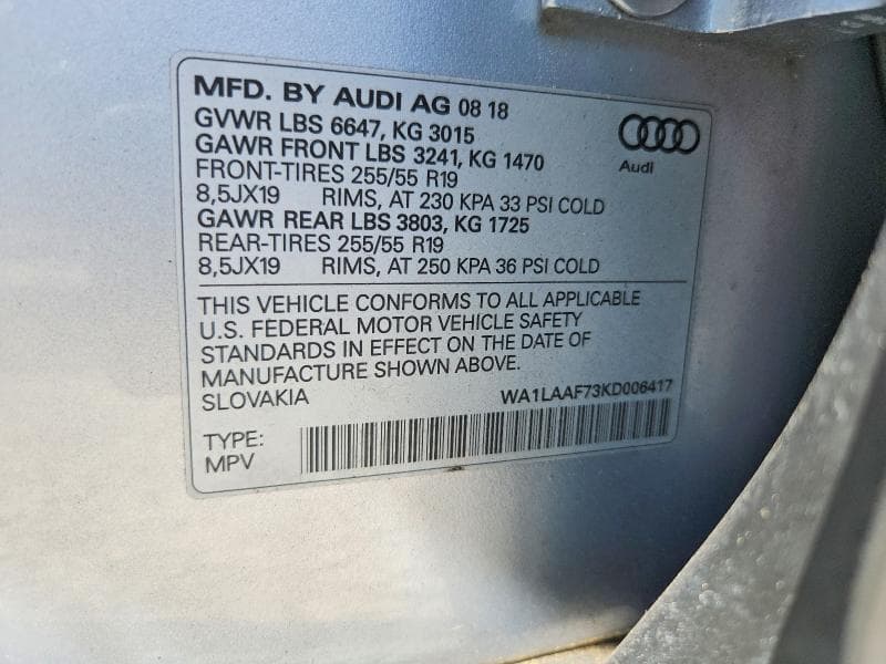2019 AUDI Q7 PREMIUM PLUS/SE PREMIUM PLUS PREMIUM PLUS/SE PREMIUM PLUS 13