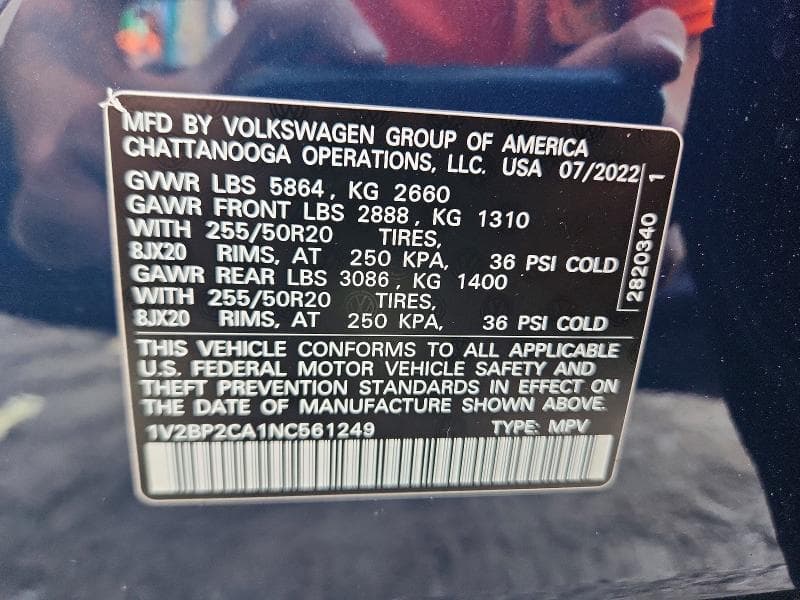 2022 VOLKSWAGEN ATLAS SEL 13