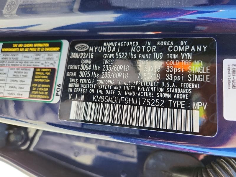 2017 HYUNDAI SANTA FE SE 13