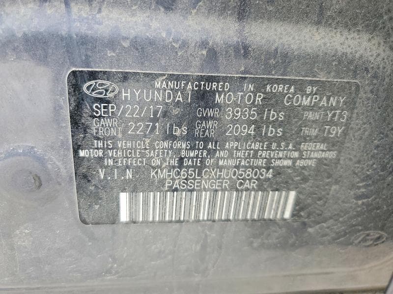 2017 HYUNDAI IONIQ BLUE 12