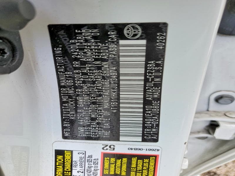 2018 TOYOTA CAMRY SE SE 12