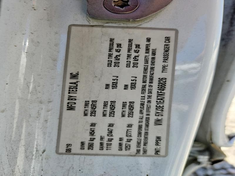 2019 TESLA MODEL 3 13