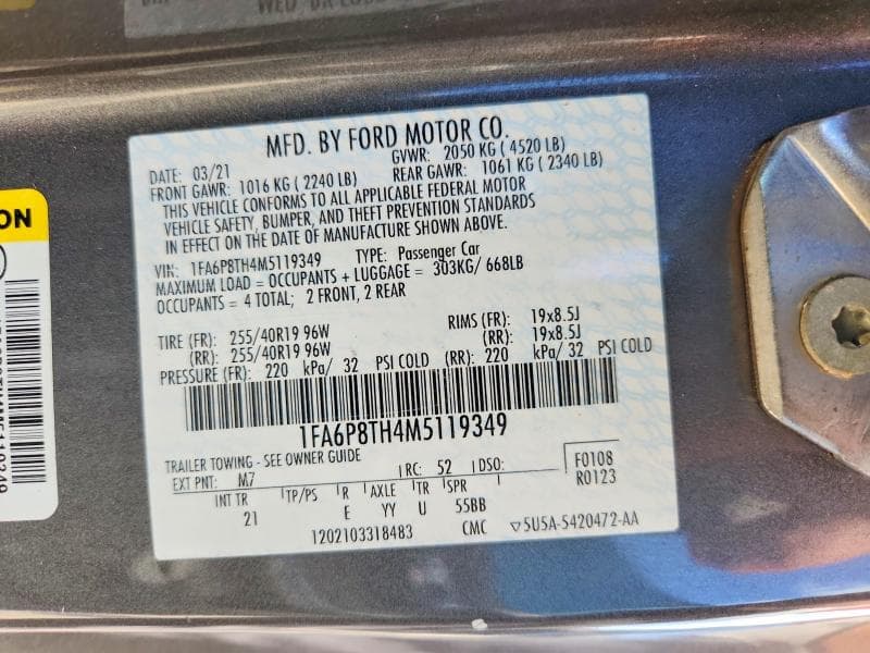 2021 FORD MUSTANG 12