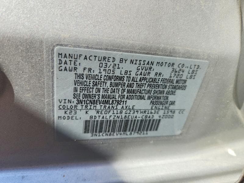 2021 NISSAN VERSA SV 12