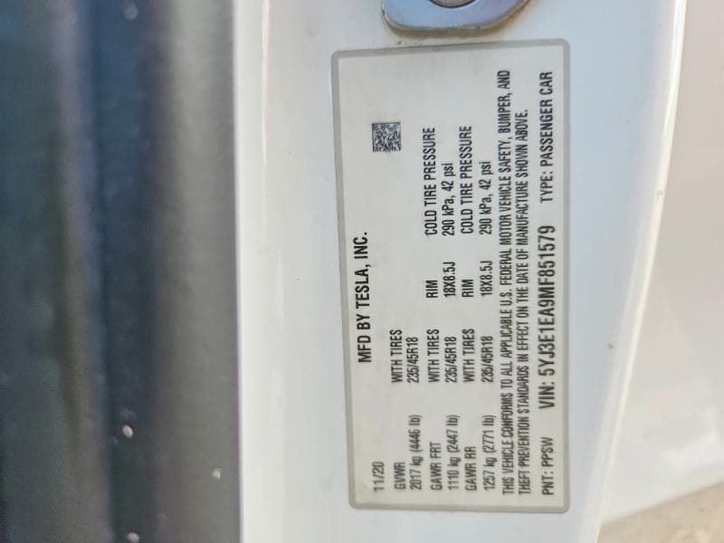 2021 TESLA MODEL 3 12
