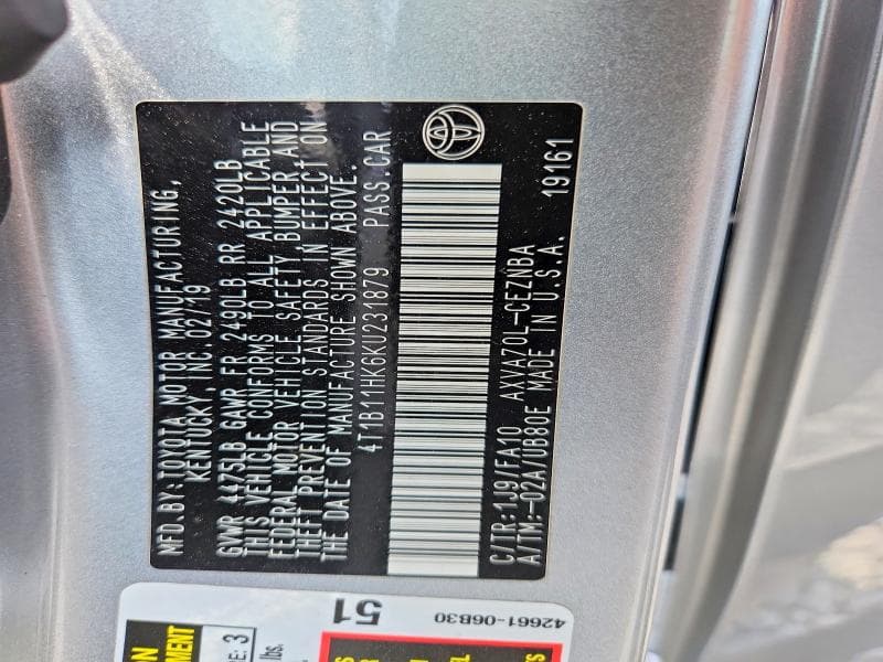 2019 TOYOTA CAMRY SE SE 12