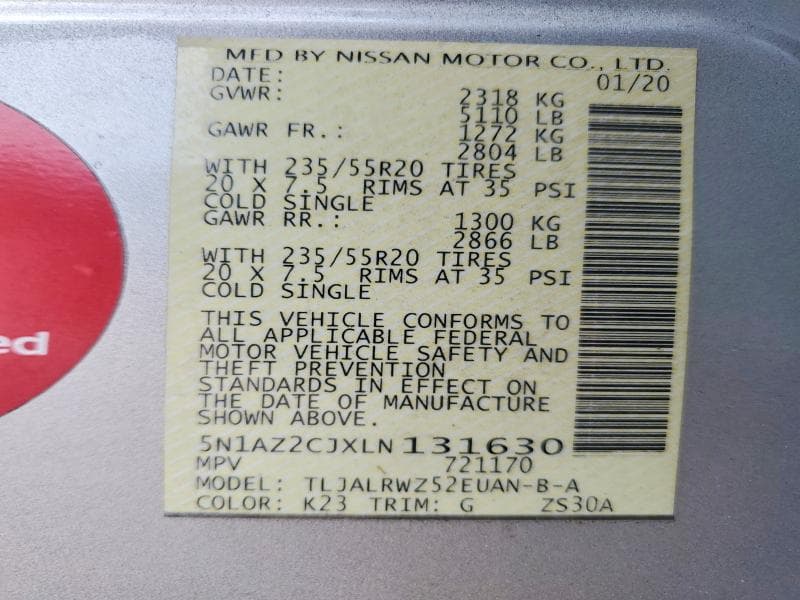 2020 NISSAN MURANO SL 12