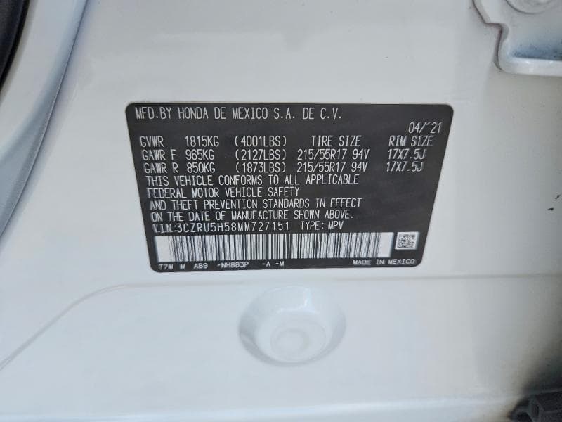 2021 HONDA HR-V EX 13