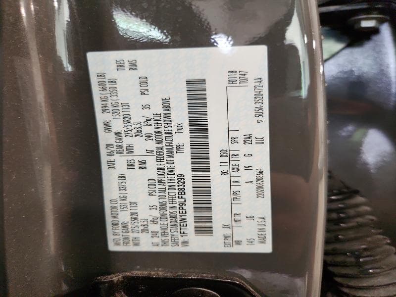 2020 FORD F150 SUPERCREW 12