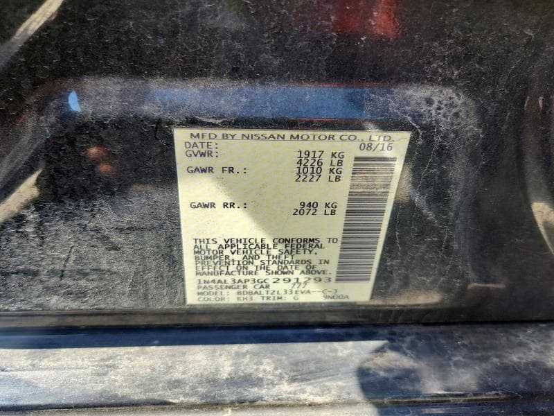 2016 NISSAN ALTIMA 2.5 SL 12
