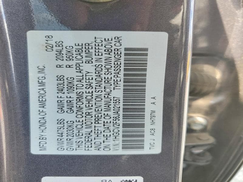 2018 HONDA ACCORD EXL EXL 12