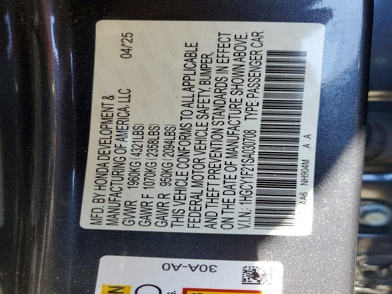 2025 HONDA ACCORD LX 13