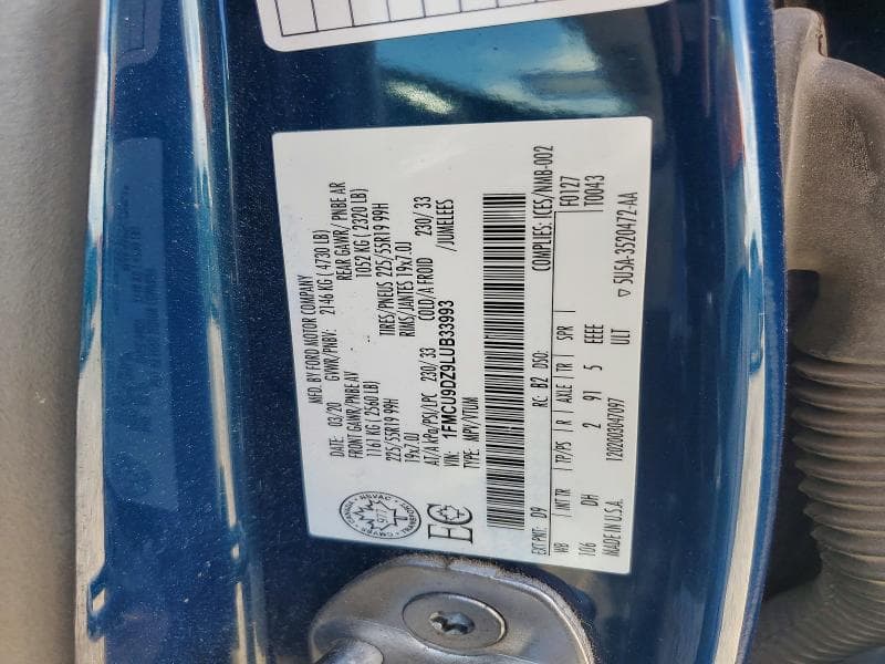 2020 FORD ESCAPE TITANIUM TITANIUM 12