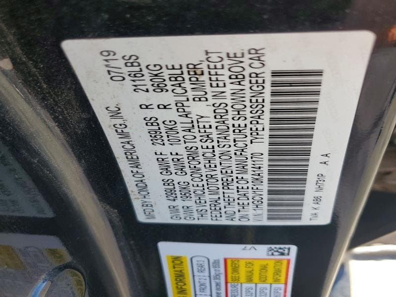 2019 HONDA ACCORD LX 12