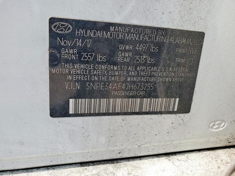 2018 HYUNDAI SONATA SEL SEL 12