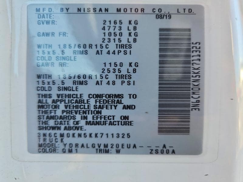 2019 NISSAN NV200 SV 12