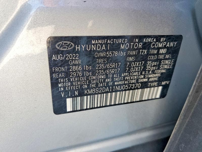 2022 HYUNDAI SANTA FE BLUE 13