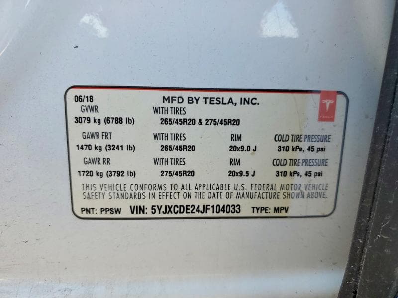 2018 TESLA MODEL X 13