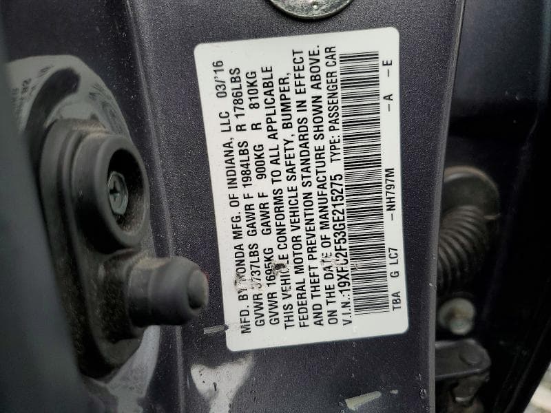 2016 HONDA CIVIC LX 12