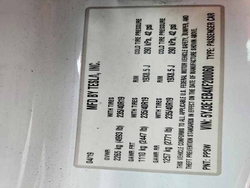 2019 TESLA MODEL 3 13
