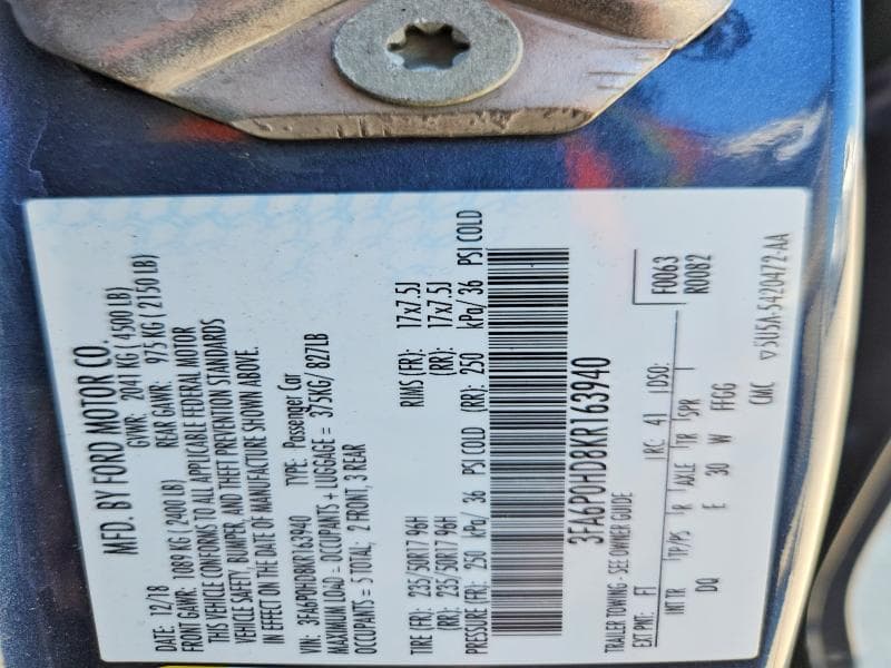 2019 FORD FUSION SE 12
