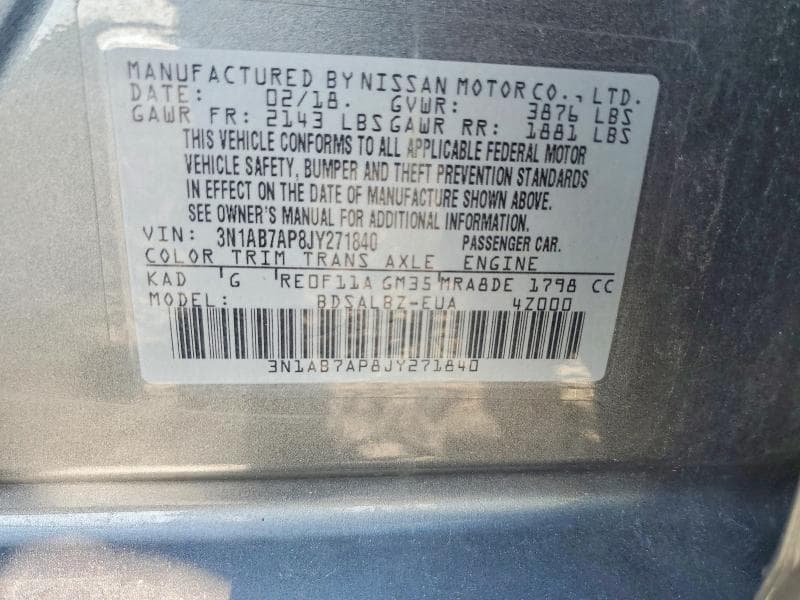 2018 NISSAN SENTRA S 12