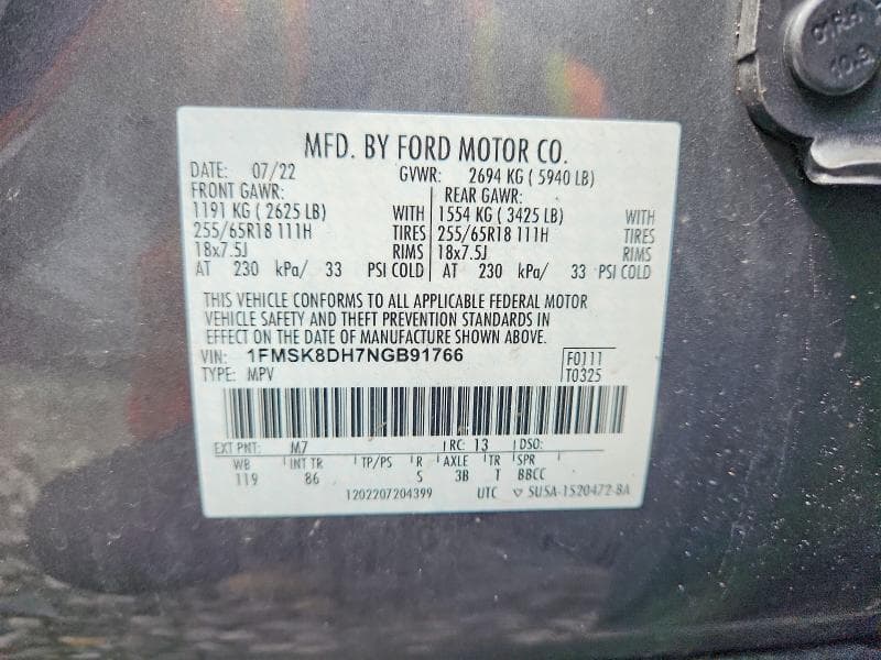2022 FORD EXPLORER XLT 14