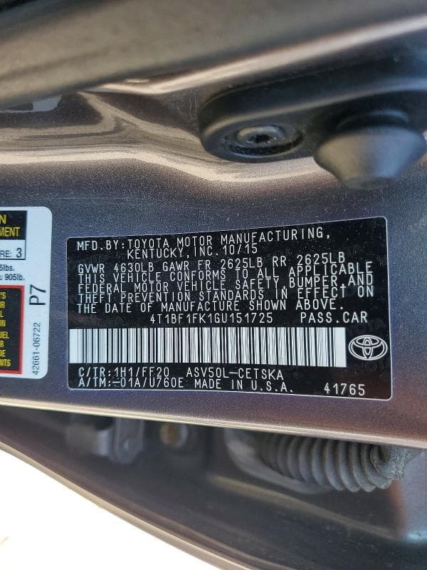 2016 TOYOTA CAMRY SE SE 12