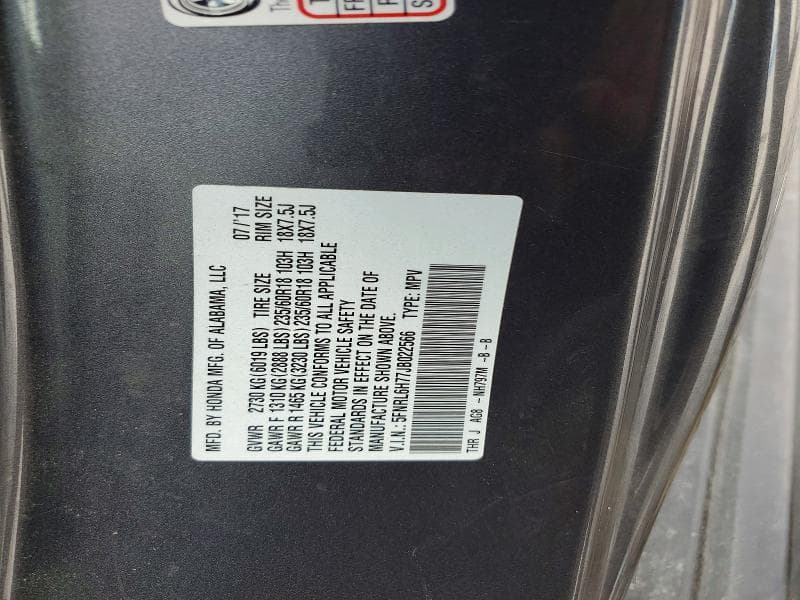 2018 HONDA ODYSSEY EXL 13