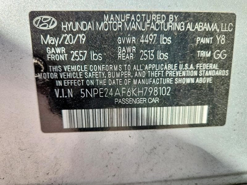 2019 HYUNDAI SONATA SE 12