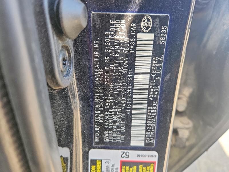 2019 TOYOTA CAMRY SE 13